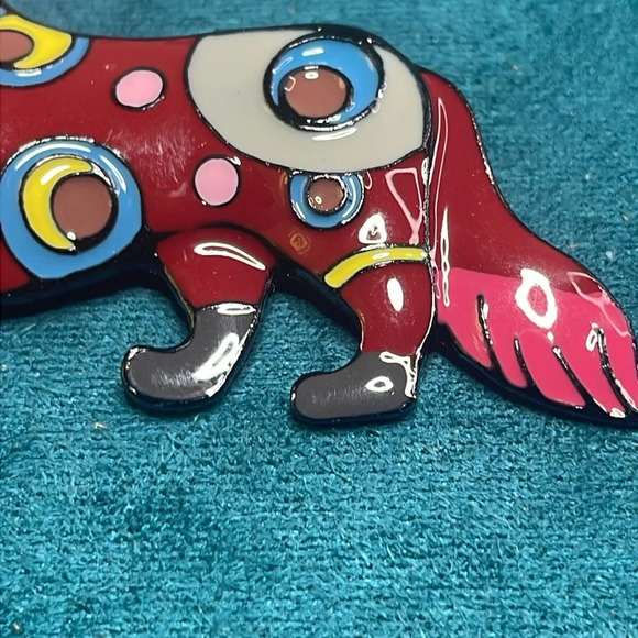 Cute Maroon Polka Dot Dog Brooch - Picture 3 of 5